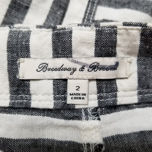 Broadway & Broome skirt 2 Striped Linen pencil railroad stripes pockets mini - Picture 10 of 15